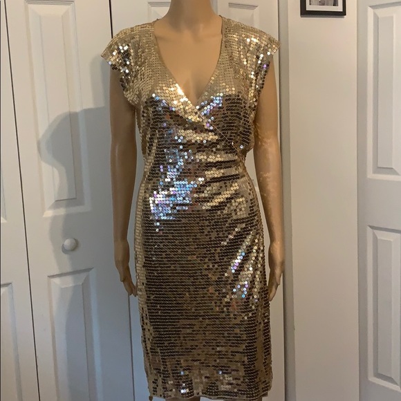 michael kors gold sequin wrap dress SL GOWN| RICK OWENS main image 0